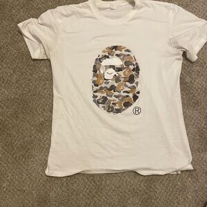 White Graphic T-Shirt with Camo Design